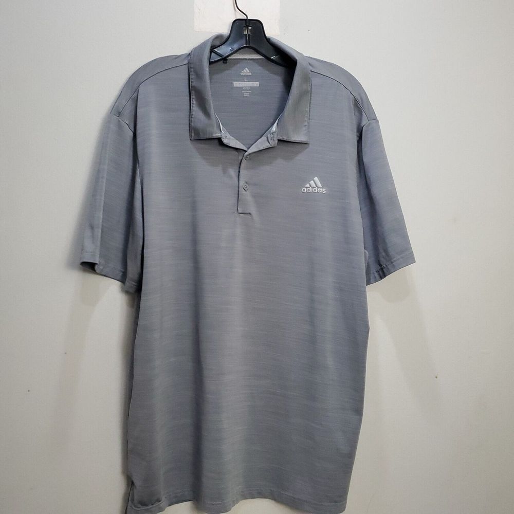 Adidas Men's Large Gray‎ Golf Polo Shirt Sports Polyester Activewear Performance